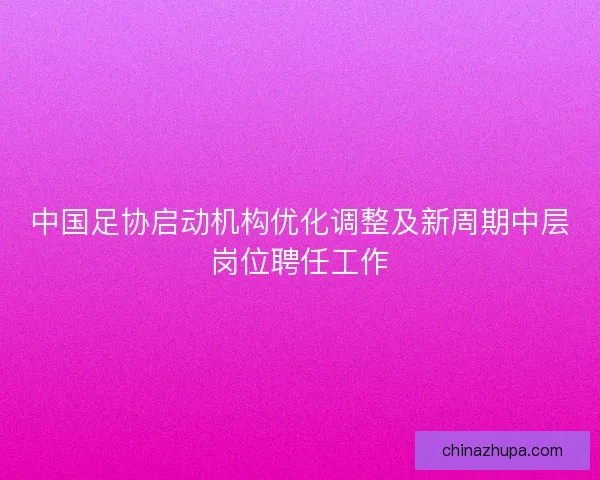 中国足协启动机构优化调整及新周期中层岗位聘任工作